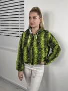 Primark (XS) Neonzöld Elöl Cipzáros, Derékban Összehúzható Kígyóbőrmintás, Kapucnis Kabát