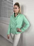 Pretty Little Thing (S) Mentazöld Elöl Gombos, Díszzsebes Válltöméses Blézer