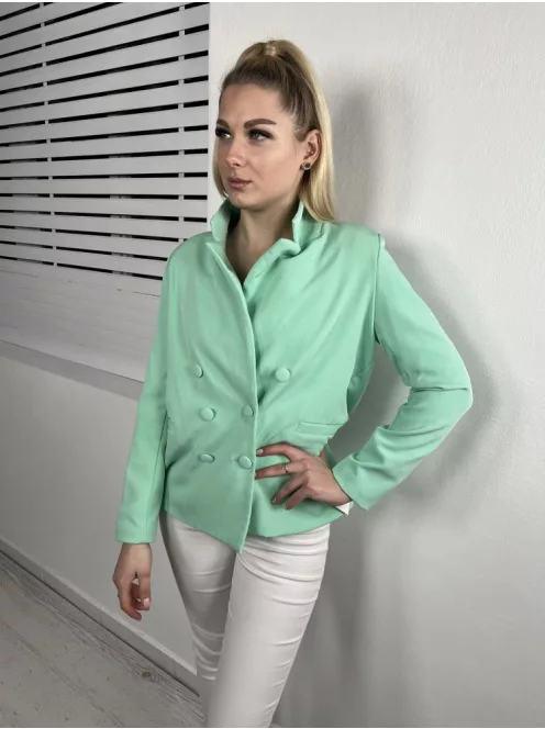 Pretty Little Thing (S) Mentazöld Elöl Gombos, Díszzsebes Válltöméses Blézer