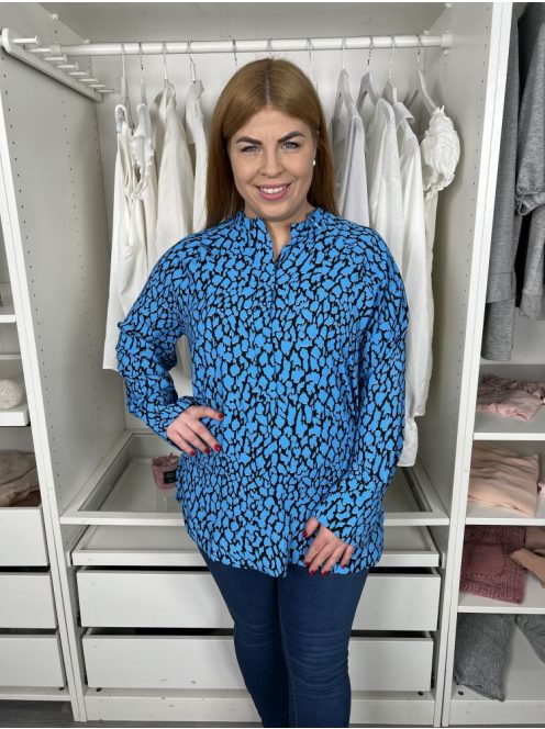M&S (M) Kék Foltmintás, Mellnél Gombos Oversize Felső