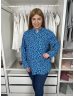 M&S (M) Kék Foltmintás, Mellnél Gombos Oversize Felső