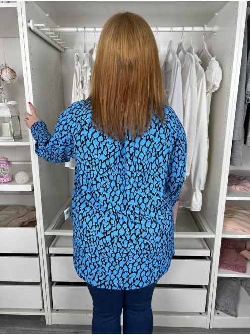 M&S (M) Kék Foltmintás, Mellnél Gombos Oversize Felső