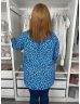 M&S (M) Kék Foltmintás, Mellnél Gombos Oversize Felső