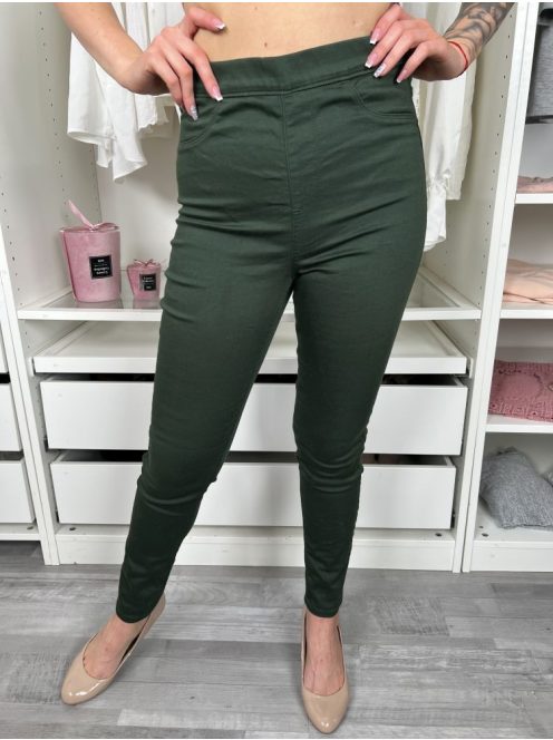  Dunnes (M) Méregzöld Jegging, Rugalmas Díszzsebes Nadrág