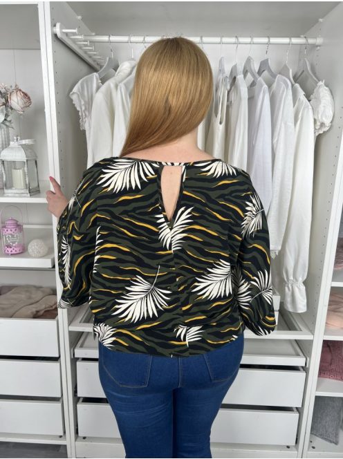 Dorothy Perkins (M) Khaki Oversize, Levélmintás Vállán nyitott Felső
