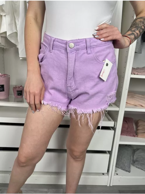 Shein (M) Lila Elől Gombos, Zsebes Rojtos Aljú,Farmer Rövidnadrág