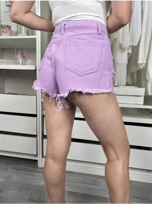 Shein (M) Lila Elől Gombos, Zsebes Rojtos Aljú,Farmer Rövidnadrág