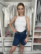 ÚJ H&M (M) Kék Elől Gombos, Zsebes Rojtos Aljú,Farmer Rövidnadrág