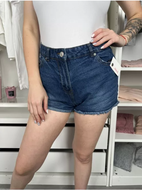 Papaya (M) Kék Elől Gombos, Zsebes Rojtos Aljú,Farmer Rövidnadrág