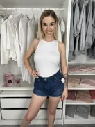 Papaya (M) Kék Elől Gombos, Zsebes Rojtos Aljú,Farmer Rövidnadrág