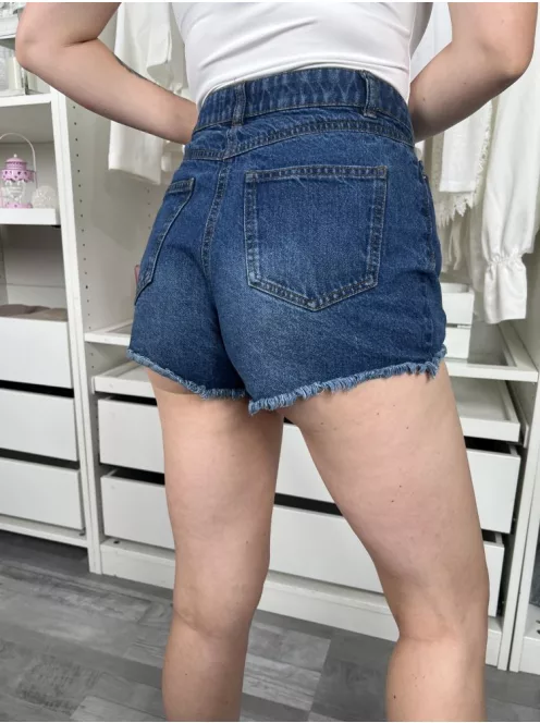 Papaya (M) Kék Elől Gombos, Zsebes Rojtos Aljú,Farmer Rövidnadrág