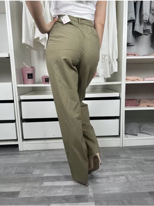 Uniqlo (XS) Khaki Elől Gombos, Zsebes Övtartós, Hátul Gumis Derekú Nadrág