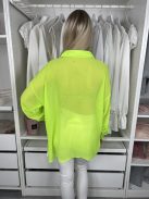  Boohoo (S) Neon Zöld Elől Végig Gombos, Galléros Enyhén Áttetsző Felső