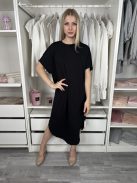 ÚJ Monki (XS) Fekete Kereknyakú Kerekített Aljú, Oversize Ruha