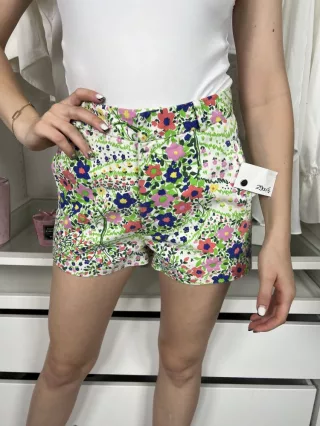   TopShop (S) Fehér Színes Cipzáros, Kapcsos Zsebes, Virágmintás Nadrág