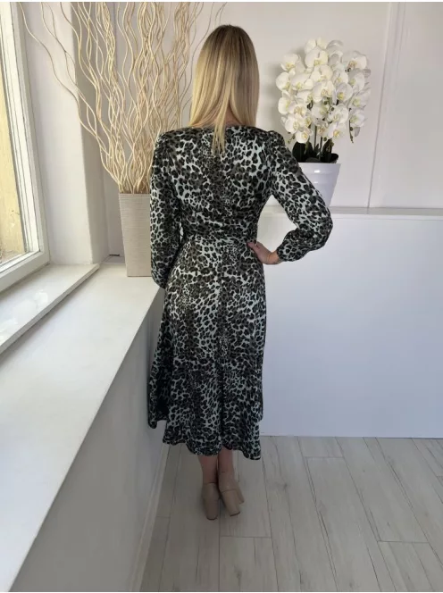 Quiz (S) Zöld Foltmintás, Mellnél Átlapolt Hátul Cipzáros, Hátul Hosszított, Mellnél Átlapolt Ruha