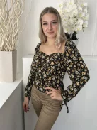 TopShop (S) Fekete Virágmintás Oldalt Cipzáros Felső