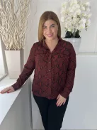 New Look (M) Bordó Kígyóbőrmintás Elöl Végig Gombos, Galléros Felső