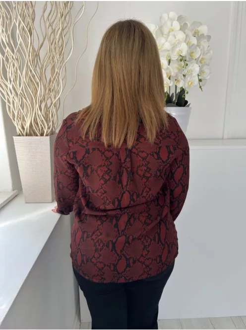 New Look (M) Bordó Kígyóbőrmintás Elöl Végig Gombos, Galléros Felső