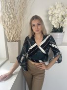  River Island (S) Zöld Lánc Mintás, Hátul Derékban Megkötős V-Kivágású, Rövid Fazon, Tölcsérujjú Felső