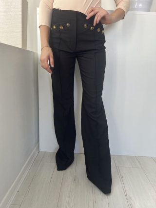   Zara (S) Fekete Cipzáros, Élvarrásos Díszgombos, Trapéz Nadrág