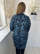 Vero Moda (M) Fekete Kék Foltmintás, Fényes Anyagú Elöl Végig Gombos Felső