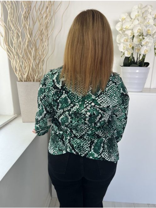 Gallery (M) Zöld Kigyóbőrmintás Elöl Végig Gombos, Galléros Felső