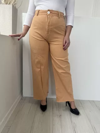   Primark (L) Sárgabarack Elől Gombos, Övtartós Rojtos Aljú, Farmer Nadrág