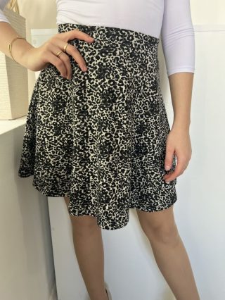   Primark (S) Szürke Fekete Foltmintás, Hátul Cipzáros Jersey Anyagú Szoknya