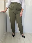 ÚJ New Look (L) Khaki Elől Kapcsos, Övtartós Magasított Derekú Nadrág