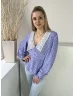   River Island (M) Kékeslila Apró Mintás, Felül Horgoltmintás Elől Díszgombos, Hátul Gumisderekú Felső