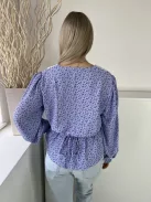 River Island (M) Kékeslila Apró Mintás, Felül Horgoltmintás Elől Díszgombos, Hátul Gumisderekú Felső