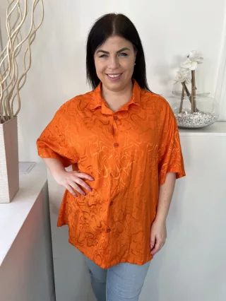   Asos (M) Narancssárga Anyagában Mintás, Elől Végig Gombos Galléros, Bőfazonú Felső