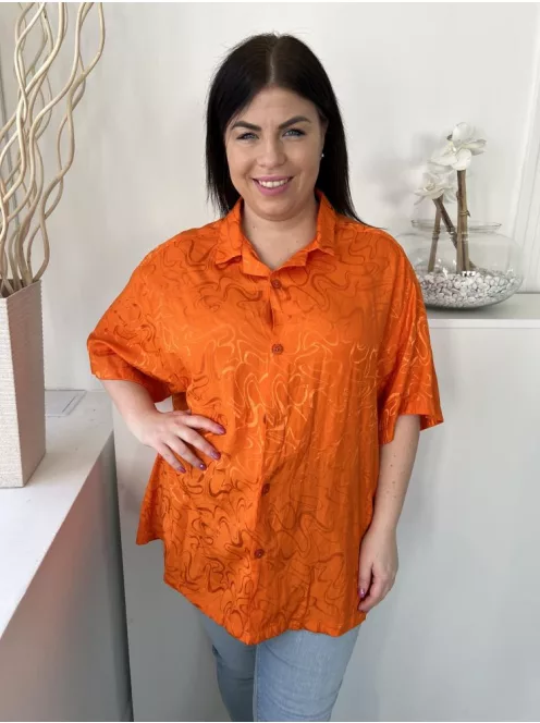 Asos (M) Narancssárga Anyagában Mintás, Elől Végig Gombos Galléros, Bőfazonú Felső