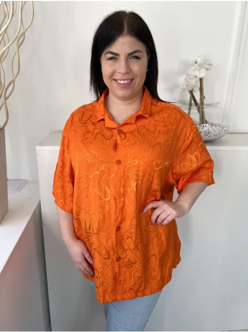 Asos (M) Narancssárga Anyagában Mintás, Elől Végig Gombos Galléros, Bőfazonú Felső