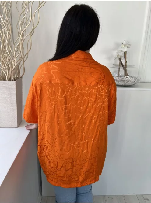 Asos (M) Narancssárga Anyagában Mintás, Elől Végig Gombos Galléros, Bőfazonú Felső