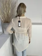 ÚJ Vero Moda (XS) Krémszínű Mellnél Átlapolt, Enyhén Áttetsző V Kivágású Felső