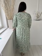 Primark (L) Zöld Fehér Virágos, Gumisderekú Lenge Fazonú Ruha