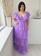 Faeriesty (L) Lila Hátul Cipzáros, Hálósanyagú Mélykivágású Ruha