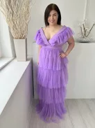 Faeriesty (L) Lila Hátul Cipzáros, Hálósanyagú Mélykivágású Ruha
