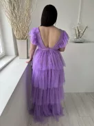 Faeriesty (L) Lila Hátul Cipzáros, Hálósanyagú Mélykivágású Ruha