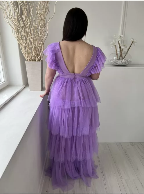 Faeriesty (L) Lila Hátul Cipzáros, Hálósanyagú Mélykivágású Ruha