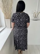 Urban Therads (M) Fekete Fehér Foltmintás, Kerek Nyakú, Oldalt Sliccelt, Rugalmas Anyagú Ruha