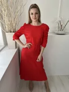 ÚjM&S (M) Piros Anyagában Foltmintás, Oldalt Cipzáros Hátul Nyitott, Csavart, Ujján Húzott Ruha