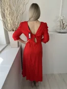 ÚjM&S (M) Piros Anyagában Foltmintás, Oldalt Cipzáros Hátul Nyitott, Csavart, Ujján Húzott Ruha