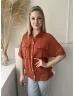   Primark (XS) Rozsdabarna Elől Végig Gombos, Mellnél Zsebes Galléros Felső