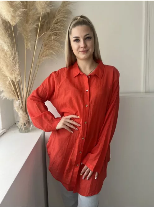 Primark (S) Korall Elől Végig Gombos, Galléros Hosszított Fazonú Felső