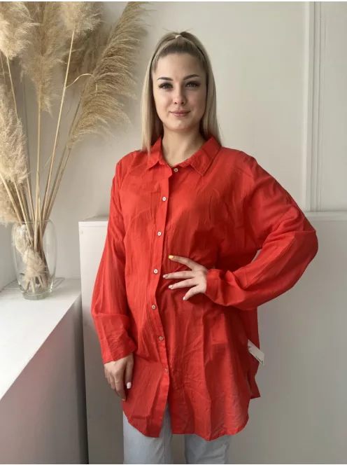 Primark (S) Korall Elől Végig Gombos, Galléros Hosszított Fazonú Felső