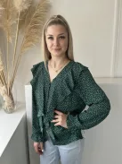 Gallery (M) Fenyőzöld Fehér Pöttyös, Fodros Elől Végig Gombos Felső