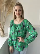 Peacocks (M) Zöld Színes Virágos, Mellnél Díszmegkötős Gumisderekú Felső